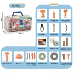 144PCS Kids Tool Set with Electric Screwdriver – Portable Storage Box DIY Construction Toy144PCS Kids Tool Set with Electric Screwdriver – Portable Storage Box DIY Construction Toy