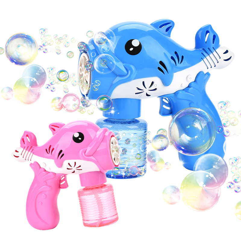 Summer Outdoor Electric Bubble Maker Cute Cartoon Dolphin Bubble Gun Toy with Lights