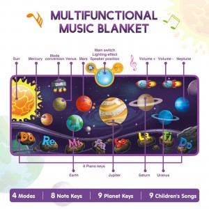 Foldable Space Planet Electronic Dance Pad – Toddlers Touch Play, Early Ed Q&A Interactive Music Mat for Kids