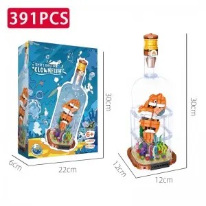 4 Deep-Sea Message in a Bottle Building Blocks Toys Set – LED Light Marine Animal Model Set