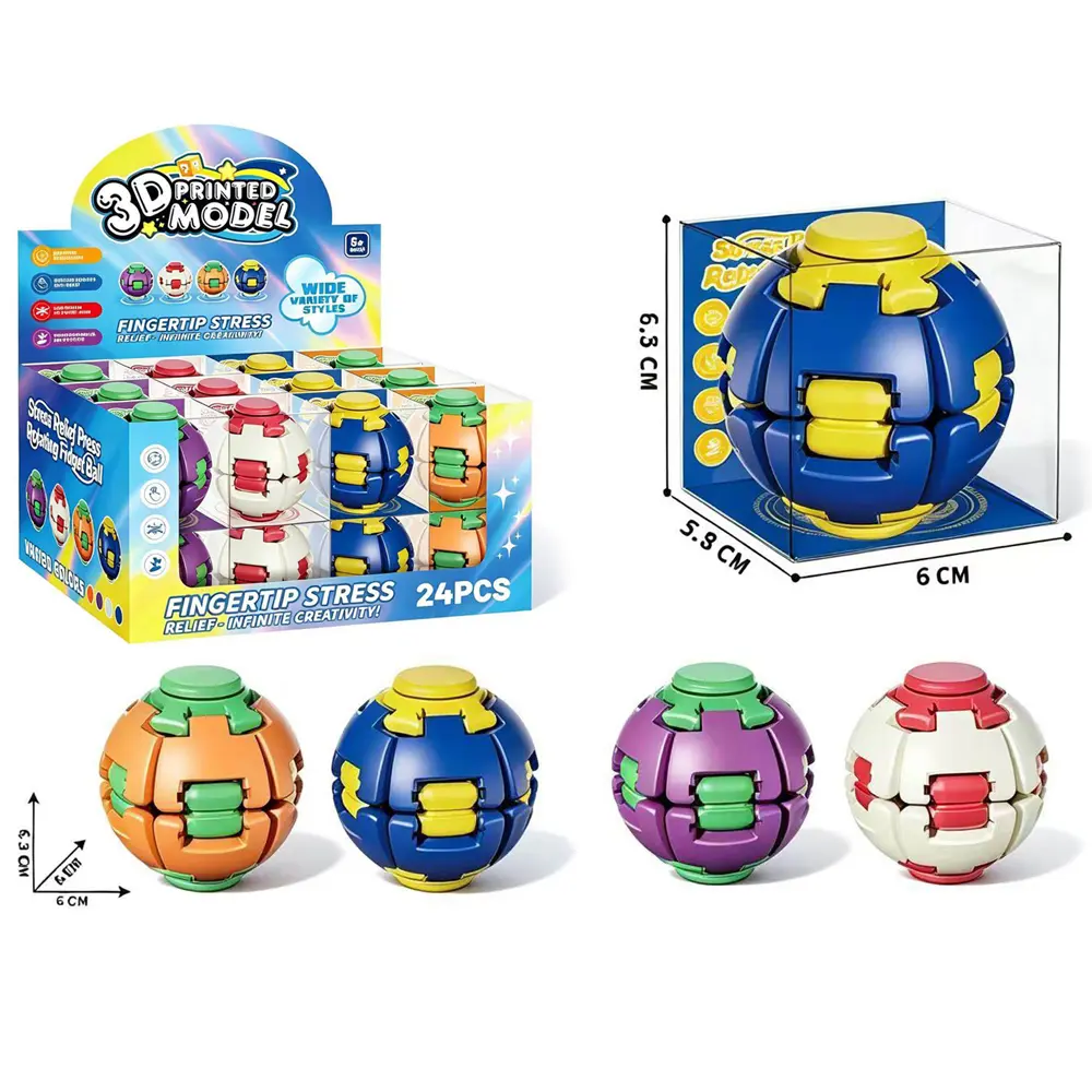 Press-Deform & Spin Fidget Toy, 24-Pack Display Box for Stress Relief, Focus Training