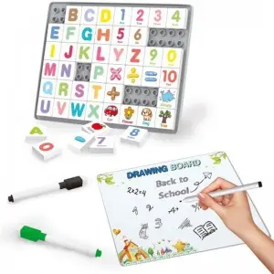 Toddler Puzzle Blocks Set with Drawing Board | Learning & Building Toy