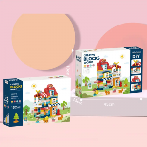 132-Piece Castle Building Blocks Set with Stickers Instructions Educational Toy Fine Motor Skills Training Kids