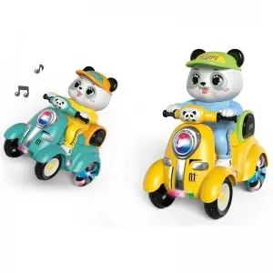 360 Degrees Rotation Kids Cute Cartoon Electric Panda Stunt Four-wheeled Vehicle Toys with Lights & Music