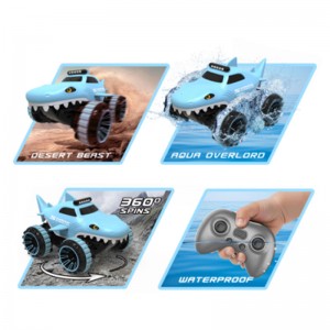 7KM/H 2.4G Remote Control Shark Truck Toys All Terrain Control Rechargeable Vehicle Plastic Amphibious Rc Car for Kids