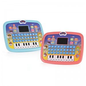 Kids Learning Tablet with Piano & ABC Touchscreen – Bilingual LED Educational Toy for Ages 3-6, Pink/Blue