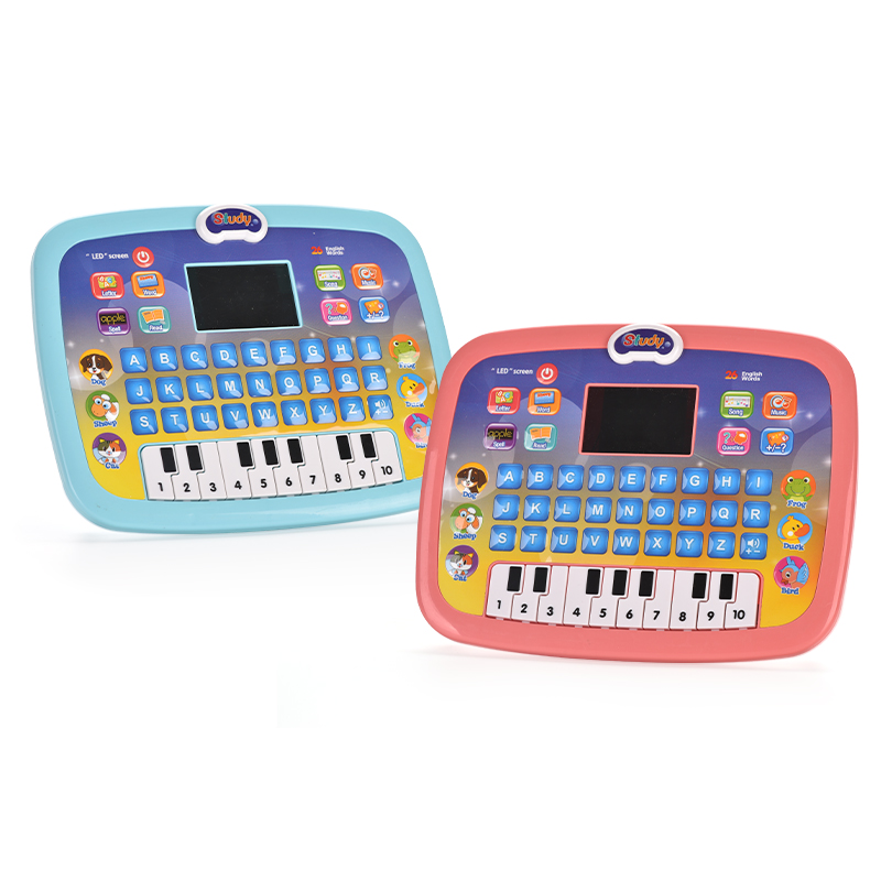 Kids Learning Tablet with Piano & ABC Touchscreen – Bilingual LED Educational Toy for Ages 3-6, Pink/Blue