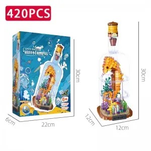4 Deep-Sea Message in a Bottle Building Blocks Toys Set – LED Light Marine Animal Model Set