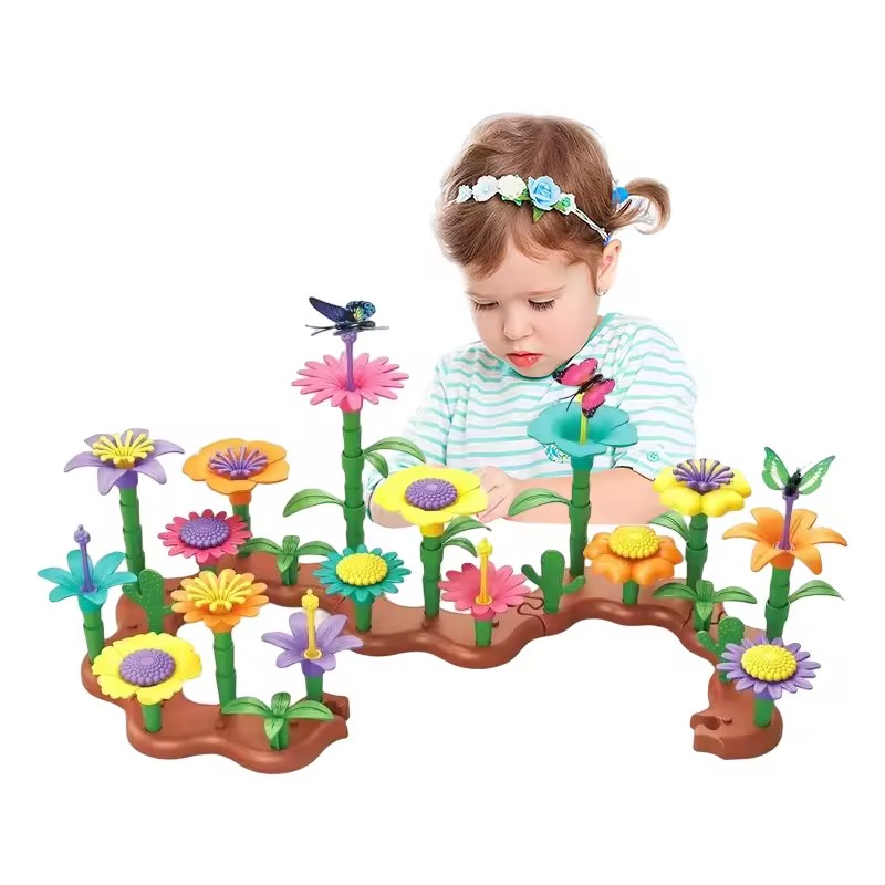 Awọn ọmọ wẹwẹ STEM DIY Awọn bulọọki Ile ododo Awọn ohun isere Awọn ohun isere Bouquet Adodo ododo Ere Ṣeto Awọn ọmọde Ẹkọ ododo ọgba ọgba isere ile