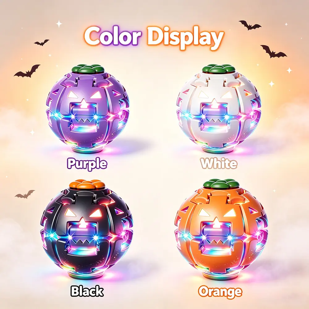 Pumpkin Press-Deform Spinner – Halloween Stress Toy with LED Light Option