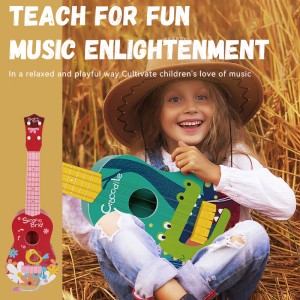 Children Enlightenment Musical Instruments Learning Toy Ukulele Educational 4 Strings Plastic Electronic Toy Guitar for Kids