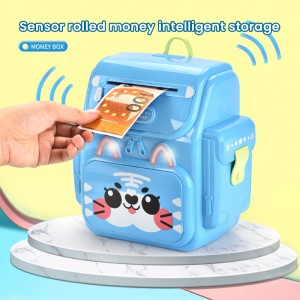 Kids Cartoon Electronic ATM Machine Cash Coins Money Saving Box Toy Password & Fingerprint Unlocking Backpack Piggy Bank