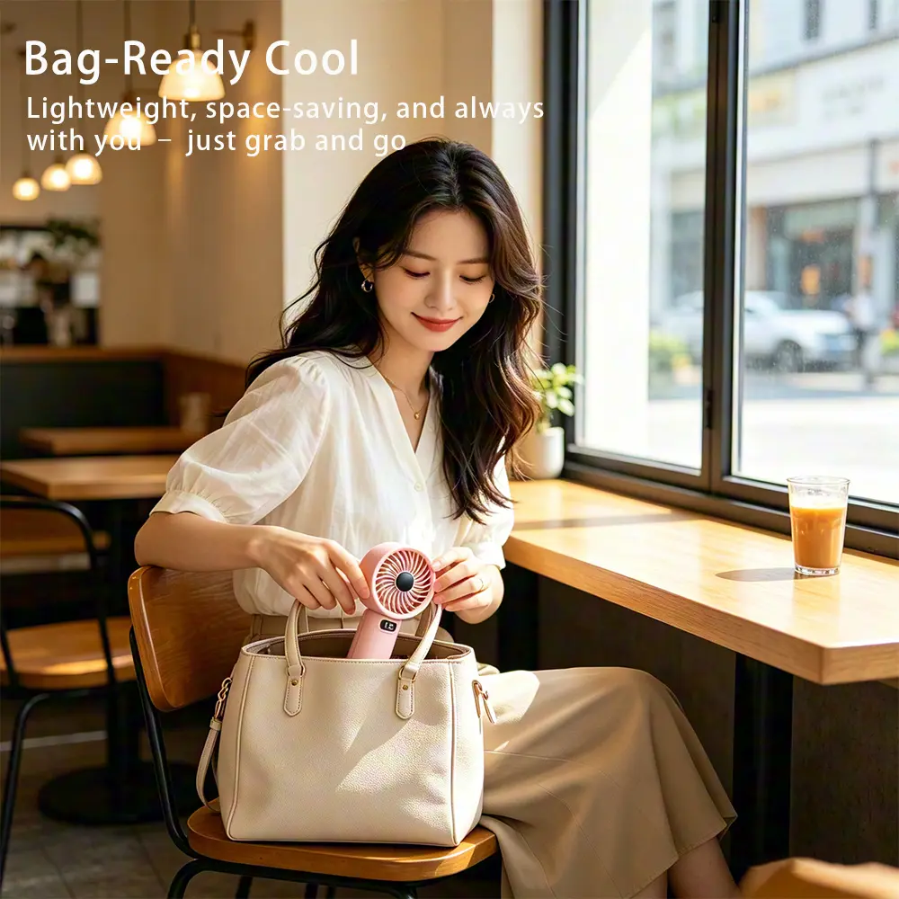 Portable 2-in-1 Mini Desktop Handheld Fan & Phone Holder 5 Speeds 1200mAh