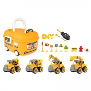 City Construction Fire Rescue Educational Play Fine Motor Skills Development DIY Kids Assembly Toy Truck Set with Storage Box