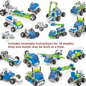 Copii STEM 175 buc 18 modele în 1 DIY construcții camion inginerie șurub și piuliță asamblare vehicul kit de joacă copii educaționale jucării cu blocuri de construcție pentru băieți cadou