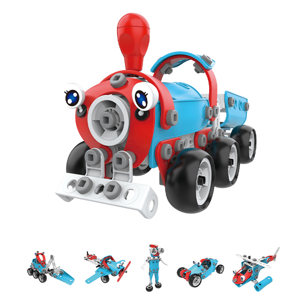 142 pìosan 6 modailean ann an 1 STEM DIY blocaichean robot coimheach sgriubha cnò a chruinneachadh càr itealain tòimhseachan 3D dèideag togail airson clann