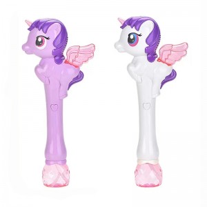 Electric Cartoon Magical Unicorn Bubble Wand Toys with Wings Light Music for Kids Gift