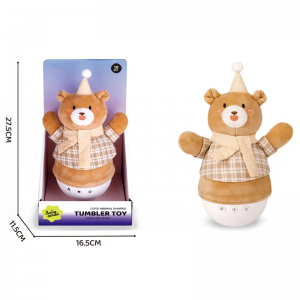 Plush Tumbler Toy with Music and Lights 6 Styles Bear Clown Dinosaur Snowman Rabbit Lamb Soothing Melodies for Kids