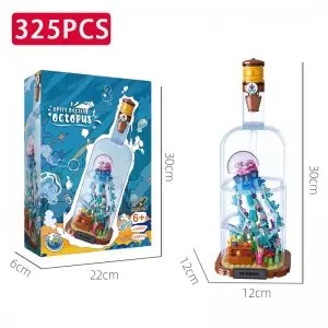 4 Deep-Sea Message in a Bottle Building Blocks Toys Set – LED Light Marine Animal Model Set