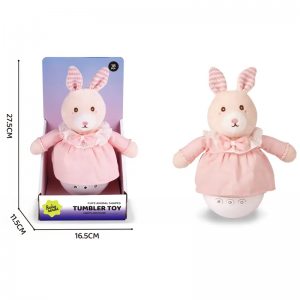 Plush Tumbler Toy with Music and Lights 6 Styles Bear Clown Dinosaur Snowman Rabbit Lamb Soothing Melodies for Kids