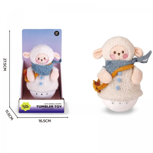 Plush Tumbler Toy with Music and Lights 6 Styles Bear Clown Dinosaur Snowman Rabbit Lamb Soothing Melodies for Kids