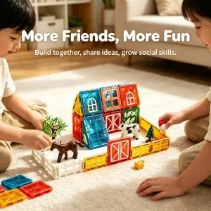Farm Theme Magnetic Tiles Toys 40PCS Building Blocks Set Kids Early Learning Gift