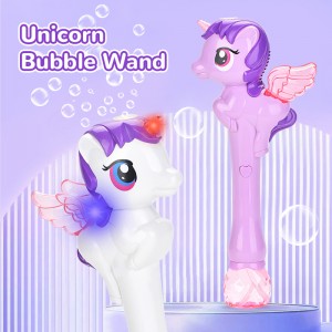 Electric Cartoon Magical Unicorn Bubble Wand Toys with Wings Light Music for Kids Gift