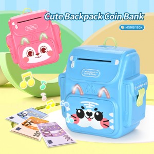 Kids Cartoon Electronic ATM Machine Cash Coins Money Saving Box Toy Password & Fingerprint Unlocking Backpack Piggy Bank