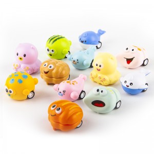 6 Styles Small Cartoon Ocean Animal Vehicles Toys Bulk Toys Party Favors 12pcs/ Bag Mini Pull Back Car Set for Kids Toddlers