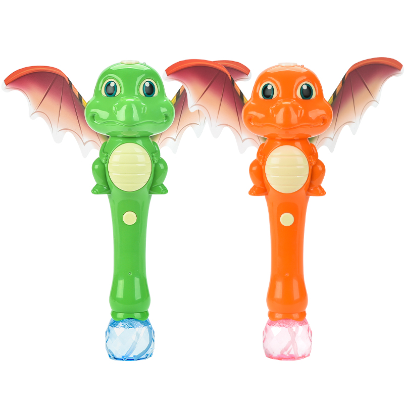 Orange/ Green Cartoon Flying Dragon Bubble Wand Toy with Light Music