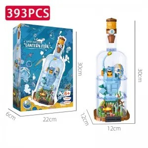 4 Deep-Sea Message in a Bottle Building Blocks Toys Set – LED Light Marine Animal Model Set