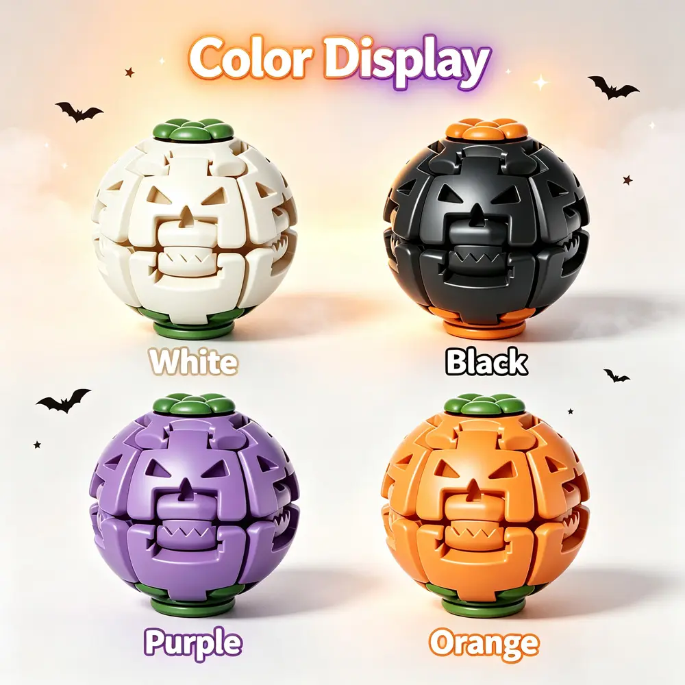 Pumpkin Press-Deform Spinner – Halloween Stress Toy with LED Light Option