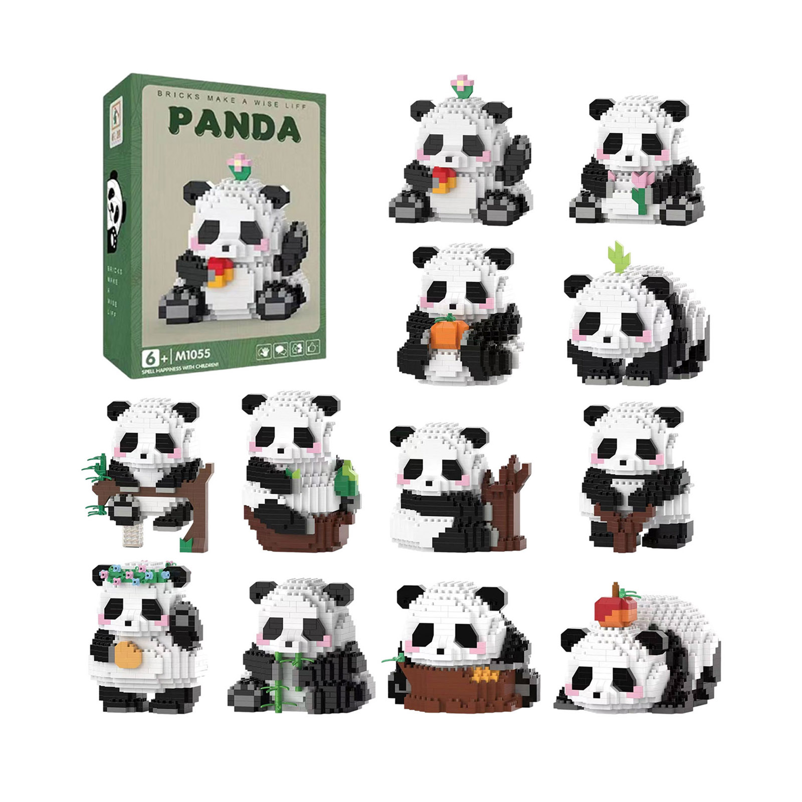 Creative Panda Micro Bamboo Block Toy Set – Multiple Styles, Educational Party Favors for Kids