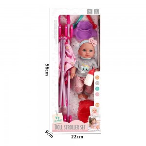 12 Inch Soft Vinyl Doll with Stroller & Feeding Set – Pretend Baby Care Toy