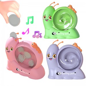 Wholesale Children Plastic Electronic Cartoon Animal ATM Money Saving Box Kids Slide Snail Coin Piggy Bank with Light and Music
