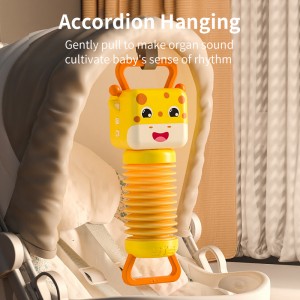 Baby Cartoon Shape Light Up ប្រដាប់ប្រដាក្មេងលេងតន្ត្រី ទារកទើបនឹងកើត អប់រំ បំភ្លឺអារម្មណ៍ លេង Giraffe Accordion Toy for Kids