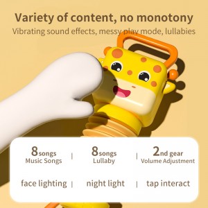 Baby Cartoon Shape Light Up ប្រដាប់ប្រដាក្មេងលេងតន្ត្រី ទារកទើបនឹងកើត អប់រំ បំភ្លឺអារម្មណ៍ លេង Giraffe Accordion Toy for Kids
