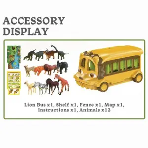 Lion Bus Animal Toys with Storage Wild Animal Figures for Kids Toddlers Play