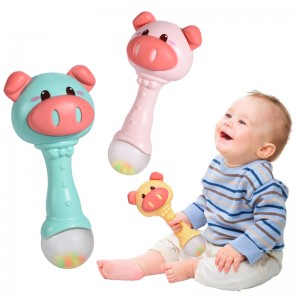 Infant Education Cartoon Pig Shaking Hand Bell Noisy Maker Kids Vision Hearing Development Plastic Teether Rattle Toys for Baby