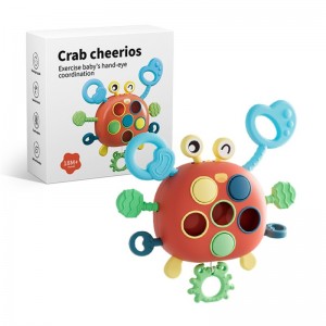 Infant Silicone Teething Toy Finger Fine Skills Exercise Lala Toy Montessori Interactive Baby Sensory Pull String Crab Toy