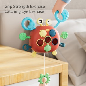 Infant Silicone Teething Toy Finger Fine Skills Exercise Lala Toy Montessori Interactive Baby Sensory Pull String Crab Toy