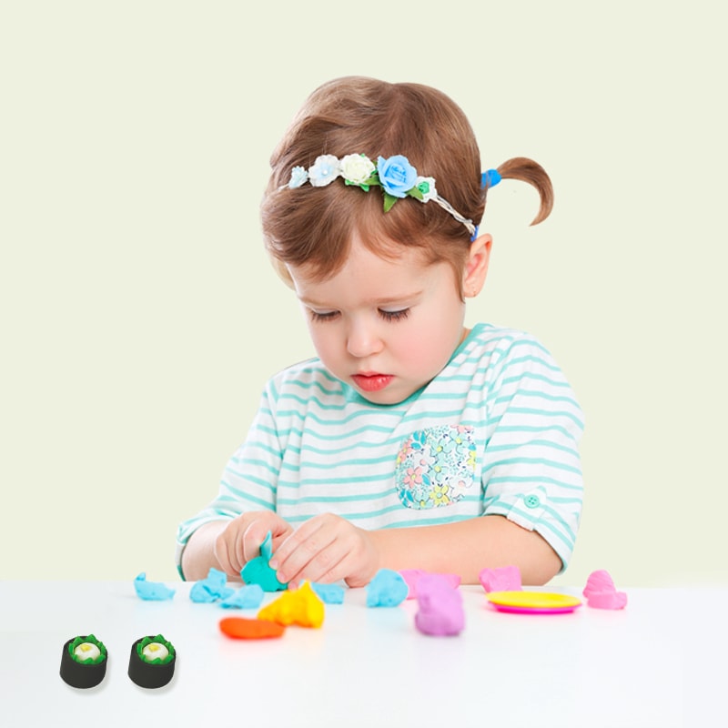 Children Montessori Sushi DIY Clay Tool Kit Playdough Rollers and Cutters Creative Color Plasticine Toys for Kids Boys Girls (5)