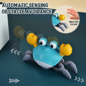 Infant Tummy Time Electric Music Walking Crab Pet Dog Cat Chase Auto Sensing Escape Crab Toddler Learning Crawling Crab Baby Toy