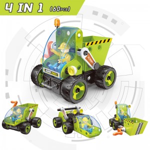 Preschool Educational DIY Assembly Engineering Vehicle Toy Set STEM Learning 60pcs 4-In-1 City Truck Building Block for Kids
