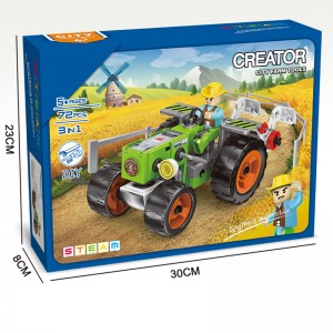 3-in-1 DIY Assembly Agriculture Truck Toy Harvester Plow Machine Construction Set City Vehicle Farm Tractor Building Kit For Kids