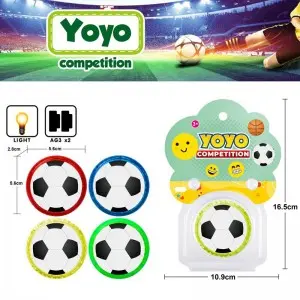 Soccer Yo-Yo Toy with Light – 4 Color Football YoYo Ball, Batteries Included, for Retail & Wholesale Gifts