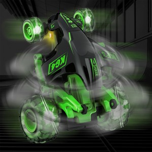 ឧបករណ៍បញ្ជាពីចម្ងាយ 27MHz Devil Shark Car Kids Cool up-Right Spinning 360 Degree Rotation RC Stunt Car with Colorful Light