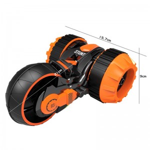 USB Rechargeable 3 Rounds Battery Operated Remote Control Flip Tricycle Cool Rc Rolling Stunt Car Toy for Kids Boys Gift