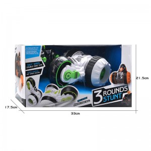 USB Rechargeable 3 Rounds Battery Operated Remote Control Flip Tricycle Cool Rc Rolling Stunt Car Toy for Kids Boys Gift