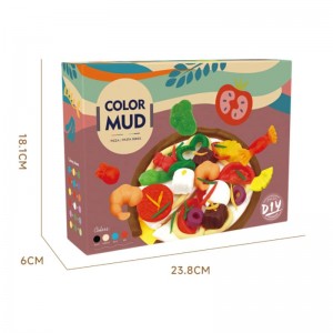 Children Pretend Play Breakfast Pizza Making Clay Set DIY Colorful Plasticine and Tool Kit Toddler Montesorri Kids Dough Toys